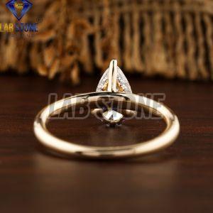 1.28 TDW Pear & Round Cut Diamond Yellow Gold Ring