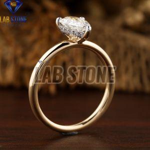 1.28 TDW Pear & Round Cut Diamond Yellow Gold Ring
