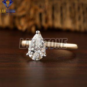 1.28 TDW Pear & Round Cut Diamond Yellow Gold Ring