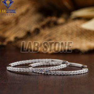 Round Cut Diamond White Gold Hoop Earring