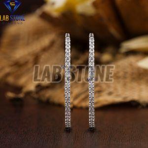 Round Cut Diamond White Gold Hoop Earring