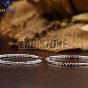 Round Cut Diamond White Gold Hoop Earring
