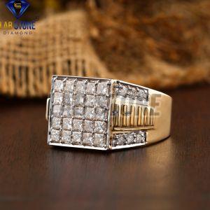 2.24 TDW Princess and Round Cut Diamond Yellow Gold Ring