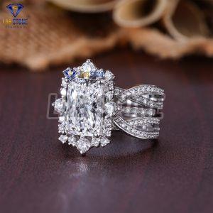 Radiant & Round Cut Diamond White Gold Ring