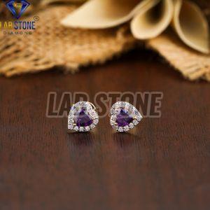 Heart & Round Cut Diamond White Gold Stud Earring