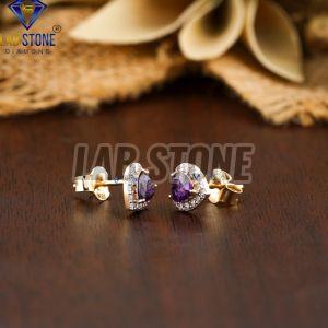 Heart & Round Cut Diamond White Gold Stud Earring