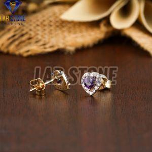 Heart & Round Cut Diamond White Gold Stud Earring