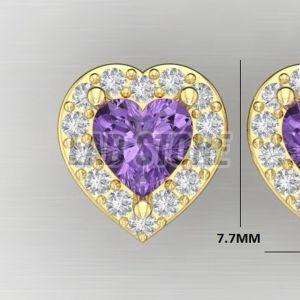 Heart & Round Cut Diamond White Gold Stud Earring