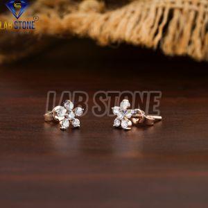 Round Cut Diamond Rose Gold Stud Earring