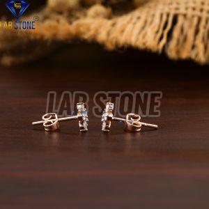 Round Cut Diamond Rose Gold Stud Earring