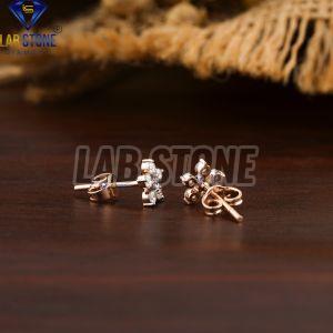 Round Cut Diamond Rose Gold Stud Earring