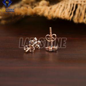 Round Cut Diamond Rose Gold Stud Earring