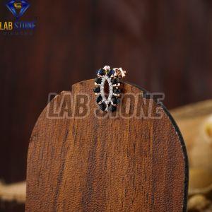Round & Black Pearl Cut Diamond Rose Gold Stud Earring