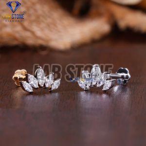 Marquise Cut Diamond White Rose Gold Stud Earrings