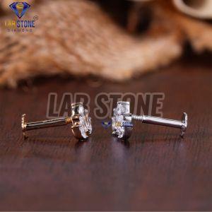 Marquise Cut Diamond White Rose Gold Stud Earrings