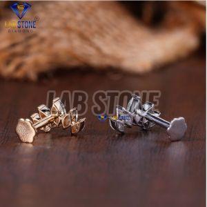 Marquise Cut Diamond White Rose Gold Stud Earrings