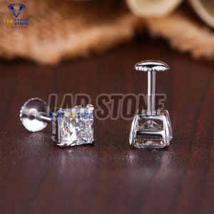 Princess Cut Diamond White Gold Stud Earrings