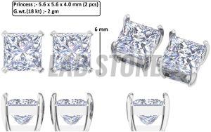 Princess Cut Diamond White Gold Stud Earrings