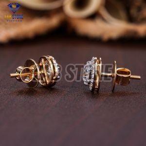 Round Cut Diamond Yellow Gold Stud Earrings