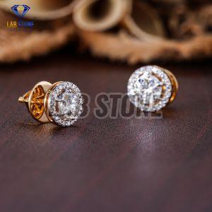 Round Cut Diamond Yellow Gold Stud Earrings