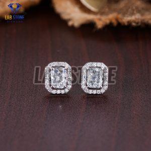 Radiant & Round Cut Diamond White Gold Stud Earrings