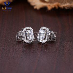 Radiant & Round Cut Diamond White Gold Stud Earrings