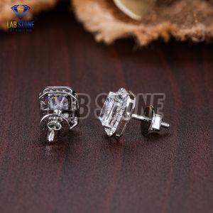 Radiant & Round Cut Diamond White Gold Stud Earrings