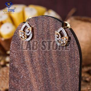 Aesthetic Round Cut Diamond Yellow Gold Stud Earrings