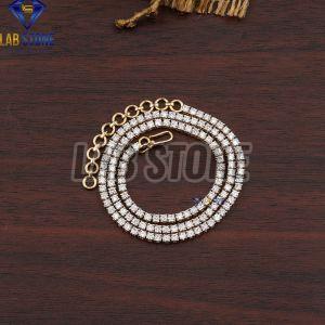 Round Cut Diamond Yellow Gold Necklace
