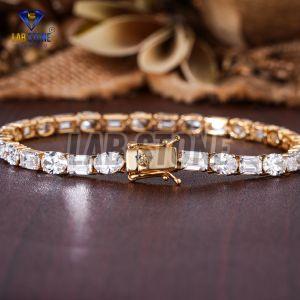 Emerald & Oval Cut Diamond Yellow Gold Bracelet
