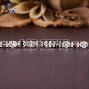 Emerald & Oval Cut Diamond Yellow Gold Bracelet
