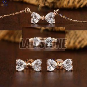 Heart Cut Diamond Rose Gold Pendant Set