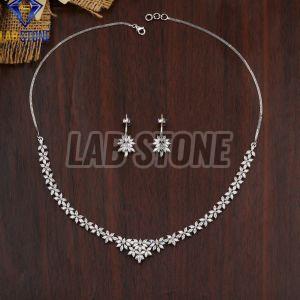 Marquis Cut Diamond White Gold Necklace Set