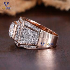 Mens Round Cut Diamond Rose Gold Engagement Ring