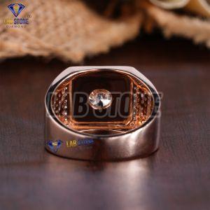 Mens Round Cut Diamond Rose Gold Engagement Ring