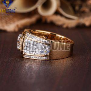 Mens Round Cut Diamond Yellow Gold Engagement Ring