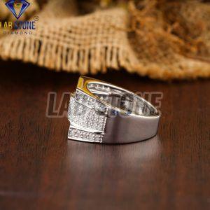Mens Round & Baguette Cut Diamond White Gold Engagement Ring
