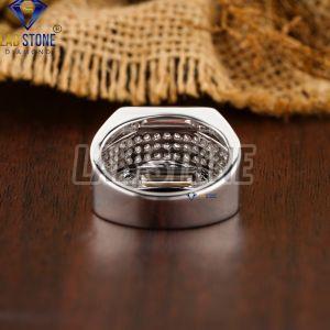 Mens Round & Baguette Cut Diamond White Gold Engagement Ring