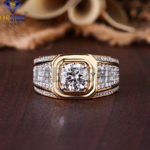 Mens Round Cut Diamond Yellow Gold Engagement Ring