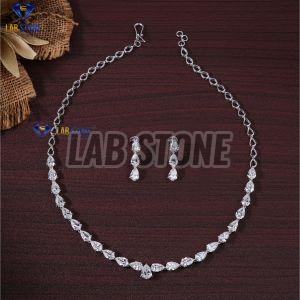 Pear Cut Diamond White Gold Necklace Set