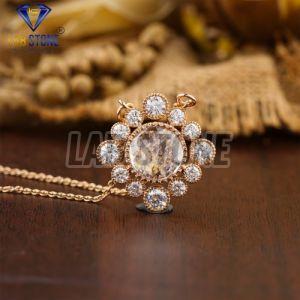 Rose & Round Cut Diamond Rose Gold Pendant