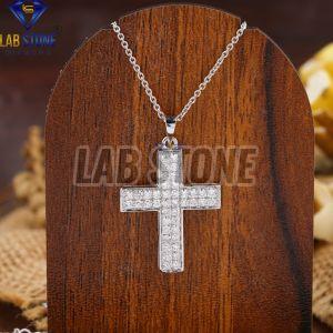 Round Cut Diamond Cross White Gold Pendant