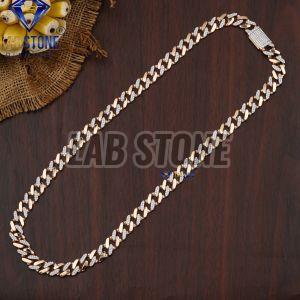 Round Cut Diamond Rose Gold Cuban Chain