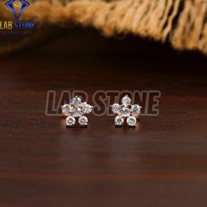 Round Cut Diamond Rose Gold Stud Earring