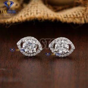 Round Cut Diamond White Gold Stud Earrings