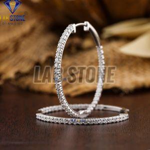 Round Cut Diamond White Gold Hoop Earring