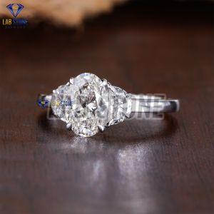 Oval & Half Moon Cut Diamond White Gold Ring