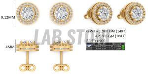 Round Cut Diamond Yellow Gold Stud Earrings