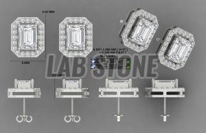 Radiant & Round Cut Diamond White Gold Stud Earrings
