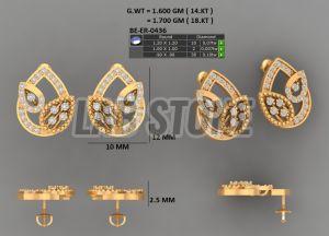 Aesthetic Round Cut Diamond Yellow Gold Stud Earrings